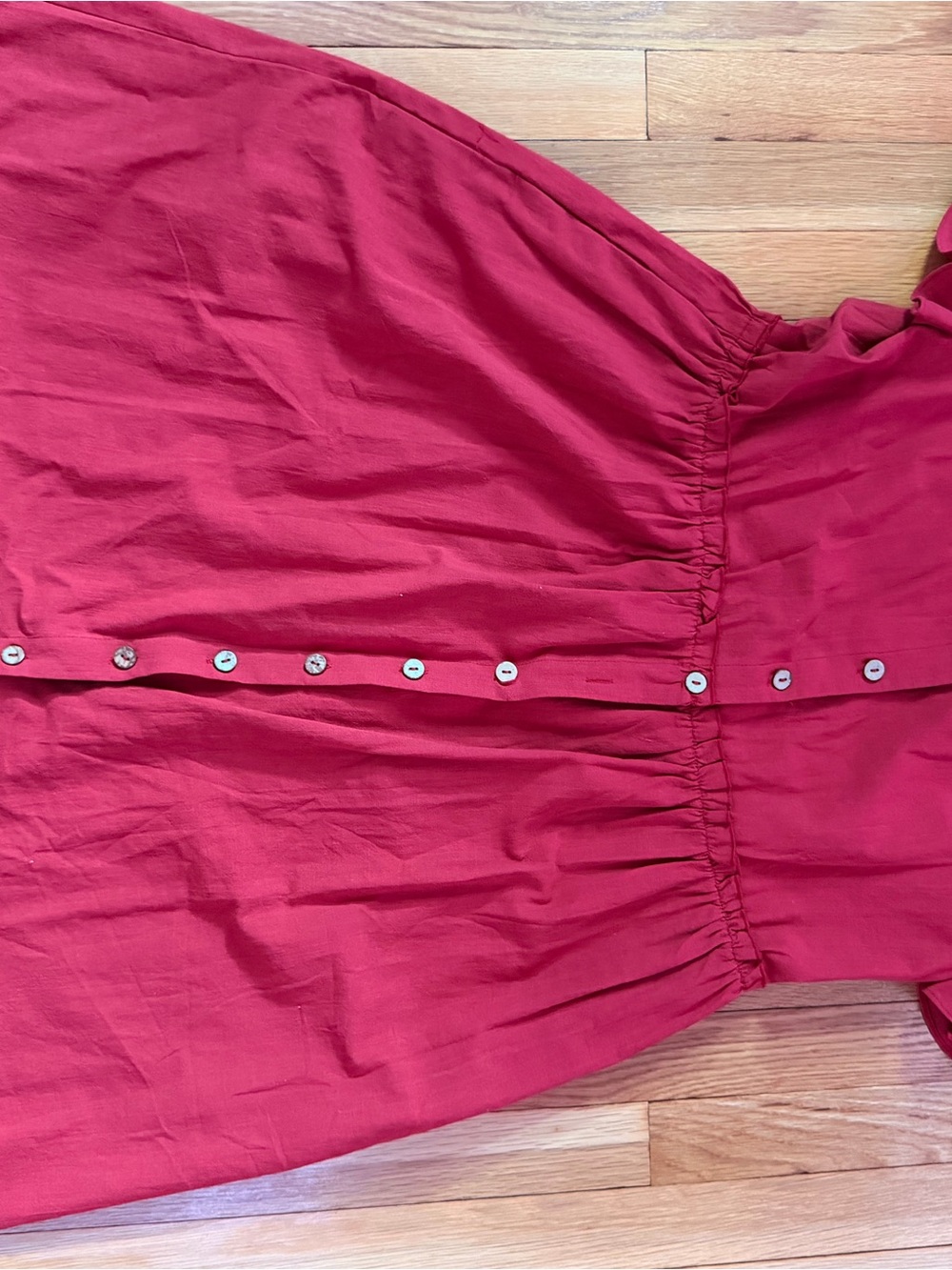 Women's Button-Front Red Dress Top